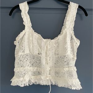 For Love & Lemons - Lace Button top in white